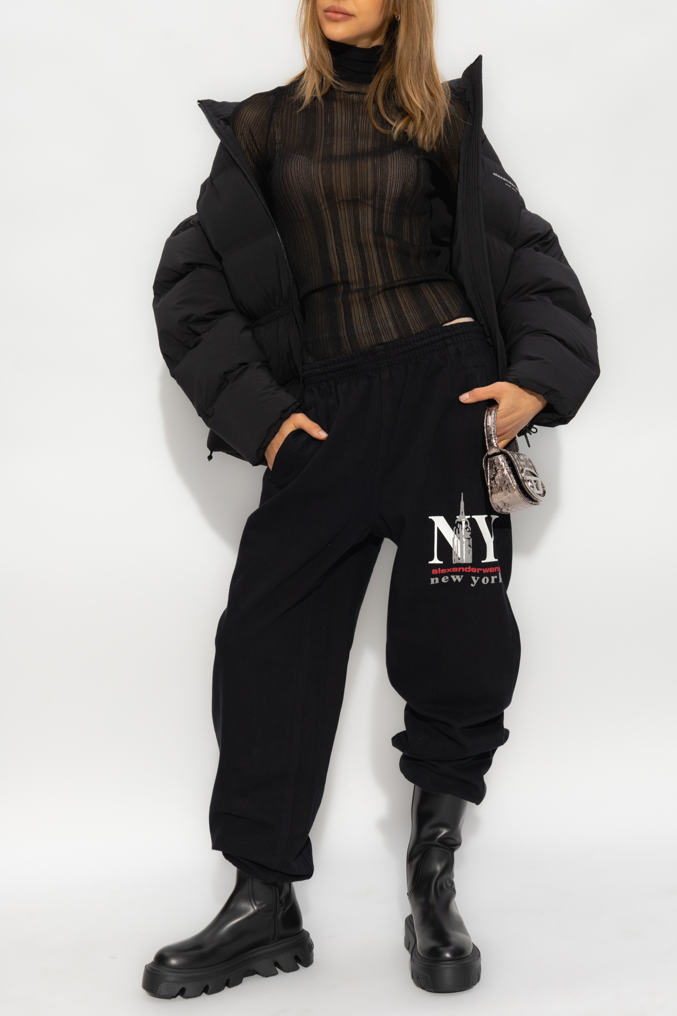 Black Down jacket with logo Alexander Wang - Perfect Shirt